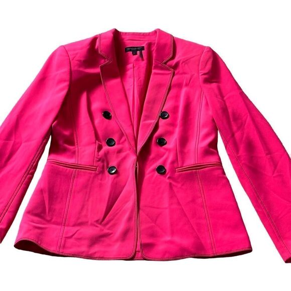 Donna Karan Fuschia Pink Black Stitch & Buttons Accent Blazer MEDIUM - Picture 8 of 15